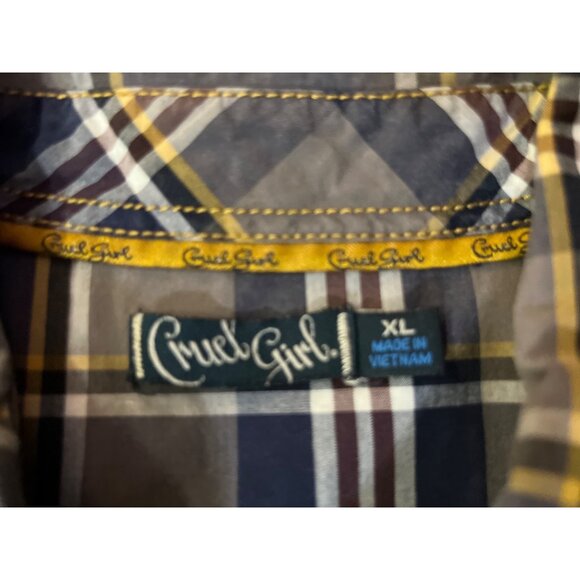 Cruel Girl Plaid Western Shirt Womens XL Used Snap Front 100% Cotton - Picture 7 of 16